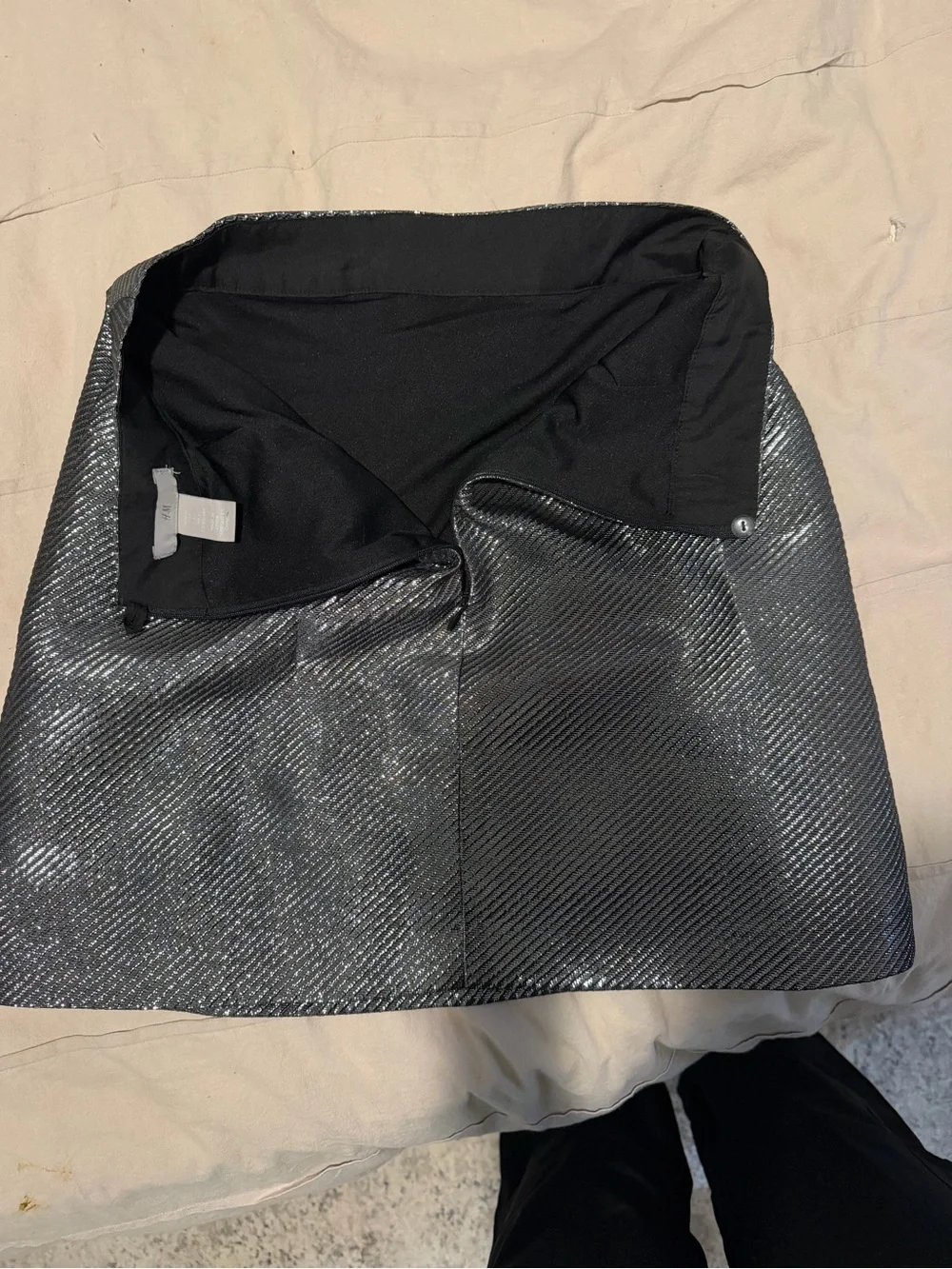 H&M Shimmery Black A-Line Mini Skirt